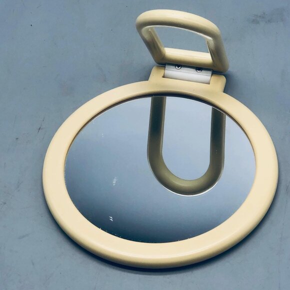 Ivory mirror free standing or hand held circle 2 sided 1 side magnified READ - Picture 2 of 7